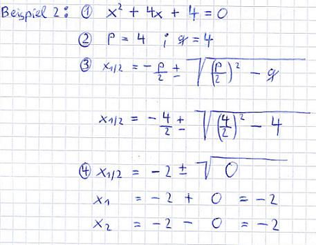 PQ Formel für quadratische Gleichungen